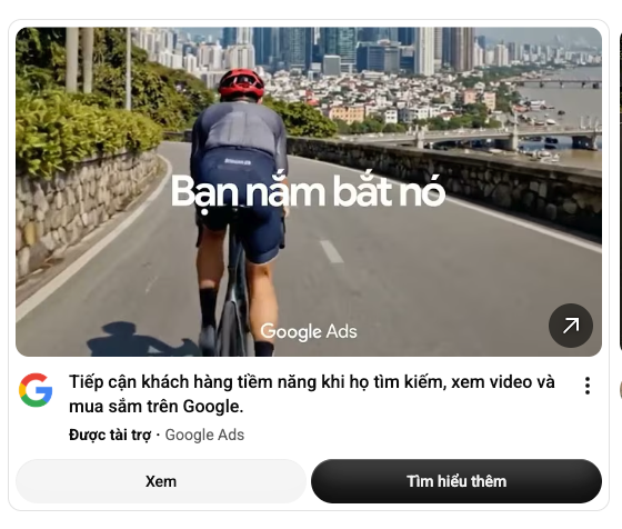Mẫu quảng cáo video Google Ads trong luồng khám phá